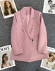 Blazer Coat Metal Buckle Small Suit Jacket Women Clothing Double Breasted Long Sleeve Office Lady Elegant Blazers