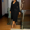 Women Dress Sets Two Pieces Set Matching Set Casual Elegant Flower V Neck Suit Coat Mid Calf Slip Dress Party Night Work