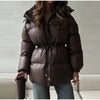 Solid Zipper Drawstring Puffer Jacket Quilted Water-Resistant Loose Winter/Fall Warm Women Outerwear Daily Causal Lady Coat