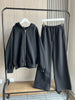 Fall/Winter women's casual sports oversized zipper hoodie wide leg mop sweatpants set 4174842