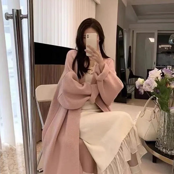 Long Knitted Cardigan Women Design Loose Senior Coat Soft Coat Woman All-match Long Sleeve Cardigans Lady