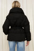 Women's Puffer Coat Large Lapel Collar Belted Waist Mid-Length Warm Winter Jacket Loose Padded Outerwear