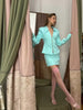 Solid Lapel Single Breasted Breasted Set Women Hollow Out Blazer Wrap Hip Mini Skirts Suit Lady Street Outfit