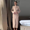 Floral Print High Neck Midi Dress For Women Chic Long Sleeve Button Front Sheath Dresses Office Party Commuting Clothes