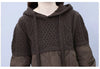 Autumn Winter Splicing Sweater Women Jacket Hooded Loose knitted Sweater Coat Female Thicken Warm Outerwear Top