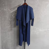 Pleated Long Trench Thin Temperament Solid Color Big Lapel Open Stitch Coat Female Coat Autumn 2C785