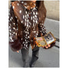 Women Deer Spot Print Faux Fur Cropped Jacket Stand Collar Dark Fur Cuff Button Up Short Coat Vintage Winter Street Outerwear