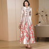Women Long Sleeve Jacquard Dress Floral Long Dress Girls Evening Events Party Dress Chinese Style Photograph Vintage