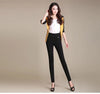 Spring Korean Black High Waisted Elastic Leg Pencil Pants Women's Solid Pockets Versatile Casual Straight Trousers
