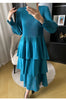Spring Ruffled Lantern Sleeve Pleated Dress Atmospheric Design Sense Pleated Long Dresses Women's Clothing