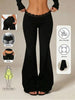 Sexy Lace High Waisted Leggings for Girls, Flared Pants, Daily Casual Elastic Breathable Pants, Women's Clothing for Travel