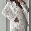 Women Blazer Lace-up Blazer for Women Printed Lapels Ladies Blazer Top Elegance Chic Women Coat