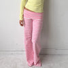 Preppy Girl Coquette Low Waist Loose Fit Trousers Women Striped Folds Over Wide Leg Pants Female Lounge Yoga Home Sweatpants