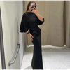 Women Backless Sequin Patchwork Maxi Dress Elegant Wide Sleeve Long Gowns Feminine Evening Party Daily Robes