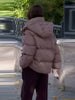 Chic Women Print Hooded Padded Jacket Oversized Zip Up Long Sleeve Warm Winter Coat Casual Daily Ladies Quilted Cotton Outerwear