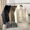 Real Fox Mink Fur Collar Coat Winter Women White Duck Down Jacket Ladies Short Warm Puffer Female Loose Vintage Parka Outerwear