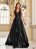 Elegant Sequins Evening Dress For Women Deep V-neck Satin Prom Party Green Dress Floor Length Blue Formal Gowns
