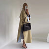 Street Women's Long Trench Coats Loose Stand Collar Single Breasted Full Sleeve Slit Windbreaker Autumn Lady Commute Jacket