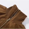 Women's Cropped Bomber Jacket Stand Collar Zipper Patch Pocket Rib Trim Long Sleeve Short Coat Vintage Autumn Casual Outfit