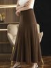 Women Autumn Winter Wool Skirt Long Pleated Skirt 100% Merino Wool Knitwear Grace Soft Dress Korean Style Skirt
