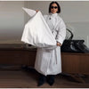 Winter Solid Women's Long Down Jacket Shawl Belt Decor Stand Collar Zipper Full Sleeve Cotton Padded Coat Lady Warm Jacket
