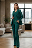 Women’s Green Pantsuit Elegant 3 Piece Blazer Vest & Trouser Set Business Formal Suit for Office Workwear Special Occasions