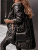 Winter Hooded Loose Solid Color Zipper Cotton Jacket Women Quilted Puffer Coat Fleece Lined Long Warm Irregular Hem Outerwear