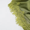 Olive Green Satin Maxi Dress Women Elegant Shawl Design Lace Trim Asymmetrical Hem Ruched Bodycon Formal Dinner Gown