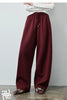 Women's Soft Cotton Curved Leg Long Pants Fall High Waist Drawstring Loose Wide Leg Pear Shape Friendly
