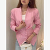 Pleated Waist Cinching Blazer Coat Women Chic Deep V-neck Full-sleeve Single Breasted Slim Coats Lady Commute Jacket