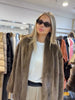 Women Brown Faux Fur Open Front Cardigan Coat Long Sleeve Collarless Loose Plush Outerwear Lady Elegant Winter Warm Furry Jacket