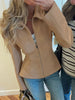 Vintage Waist Cinching Women Short Coat Long Sleeve Zipper Crop Lapel Coats Lady Daily Commute Street Outerwear