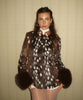 Leopard Print Women Winter Coat Faux Fur Coat Lapel Waist Tightened Jacket Single Breasted Long Sleeve Coat Daily Wear