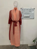 Gradient Pleated Trench Coat For Women Bat Sleeve Scarf Collar Long Windbreaker Female Clothing 2DA2148