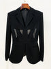 High Street Designer Blazer Suit Women's Perspective Gauze Patchwork Blazer Pencil Pants