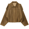 Suede Cropped Jacket Women's Bomber Jacket Oversized Batwing Sleeves Outerwears Lady Casual Loose Coat Street Style Jackets