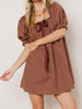 Women Gingham Plaid Mini Dress y2k Babydoll Short Dress Puff Sleeve Square Neck Cute Silky Bow Tied Loose Dresses