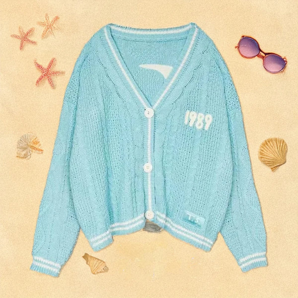 1989 Cardigan TS Seagulls Cozy Chunky Knit Oversized Button Up Sweater Jacket Women Teenagers Taylor Version T.S