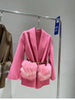 Women Winter Cashmere Wool Woolen Jacket Real Natural Fox Fur Pocket Coat Ladies Outwear Jacket