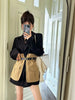 Original Design Blazer Women Loose Spliced Pocket Korean Shrug Notched Single Breasted Blazer Mujer Femal with Belt