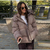 Chic Women Print Hooded Padded Jacket Oversized Zip Up Long Sleeve Warm Winter Coat Casual Daily Ladies Quilted Cotton Outerwear