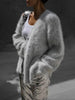 Women's Cardigans Korean V-neck Sweater Coat Long Sleeve Oversized Sweater Female Buttons Solid Knitted Jacket Women