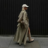 Urban Solid Double Breasted Long Women Coat Loose Full Sleeve Belt Double Breasted Female Jacket Autumn Winter Lady Top