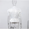 Elegant Lace Up Blazer Jacket Waist Cinching Irregular Hem V Neck Single Breasted Women's Suit Lady Commute Clothing