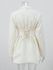 Women Solid Waist-cinching Blazer Mini Dress Chic Full Sleeve V-neck Slim Dresses Sexy Lady Daily Commute Office Vestidos