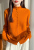 Autumn Winter Women's 100% Merino Wool Knit Cardigan Stand Collar Single Row Button Front Sweater Soft Warm Office Wear Coat