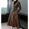 High End Leopard Coat Women Spring Autumn Korean Slim Long Trench Coat Female Windbreaker With Belt Mother Outwear 4XL