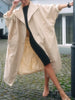 Women Autumn Long Trench Coat Chic Stand Collar Button Batwing Sleeve Oversize Jacket High Street Windproof Loose Outfit