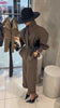 Lady Black Pinstripe Two Piece Suit Belted Wrap Long Sleeves Blazer Wide Leg Pants Sets Autumn Chic Formal Business Set