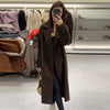 Women's Coat Brown Tweed Wool & Blends Coats Demi-Season Outerwears Oversize Long Coat Woman Peacoat Long Sleeve Overcoats